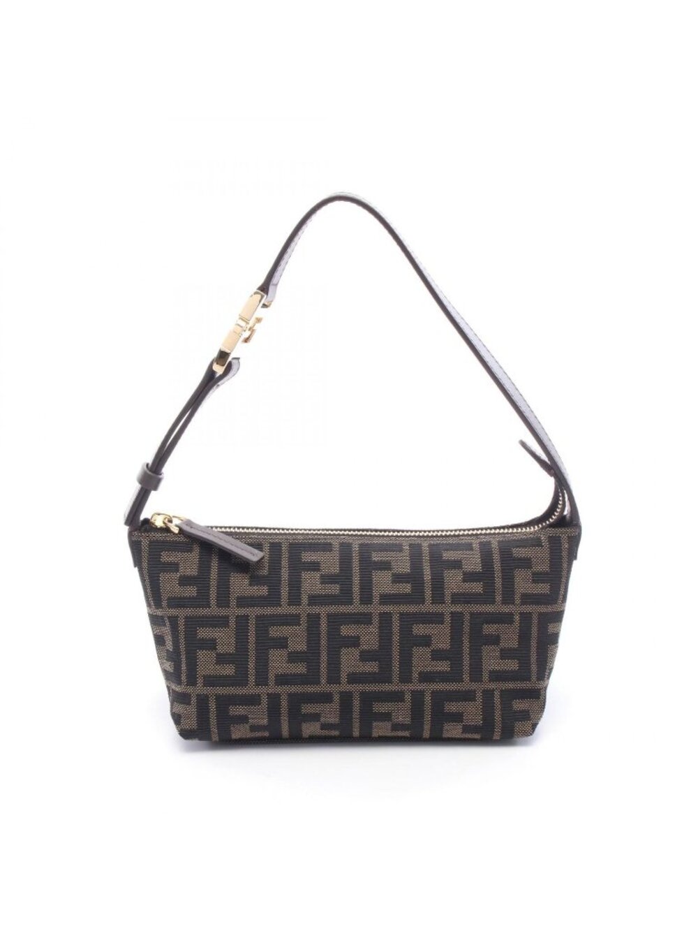Fendi Vanity Pouch Small Zucca Canvas Leather Shoulder Bag